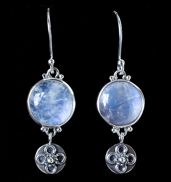 Sterling Silver Rainbow Moonstone Earrings