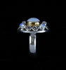 Sterling Silver & Gold Rainbow Moonstone Art Nouveau Ring