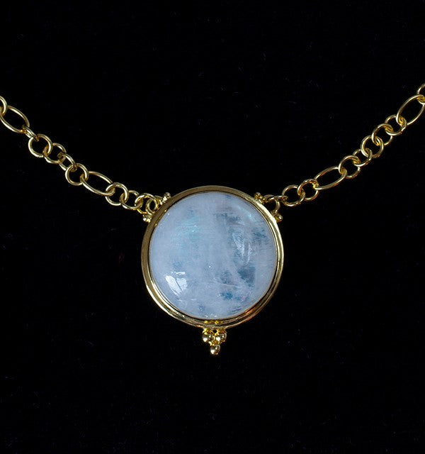 Gold Rainbow Moonstone Necklace