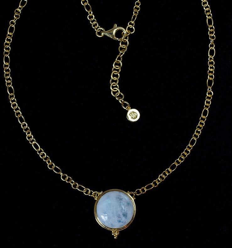 Gold Rainbow Moonstone Necklace