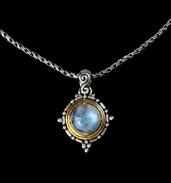 Silver & Gold Moonstone Necklace—CASSANDRA