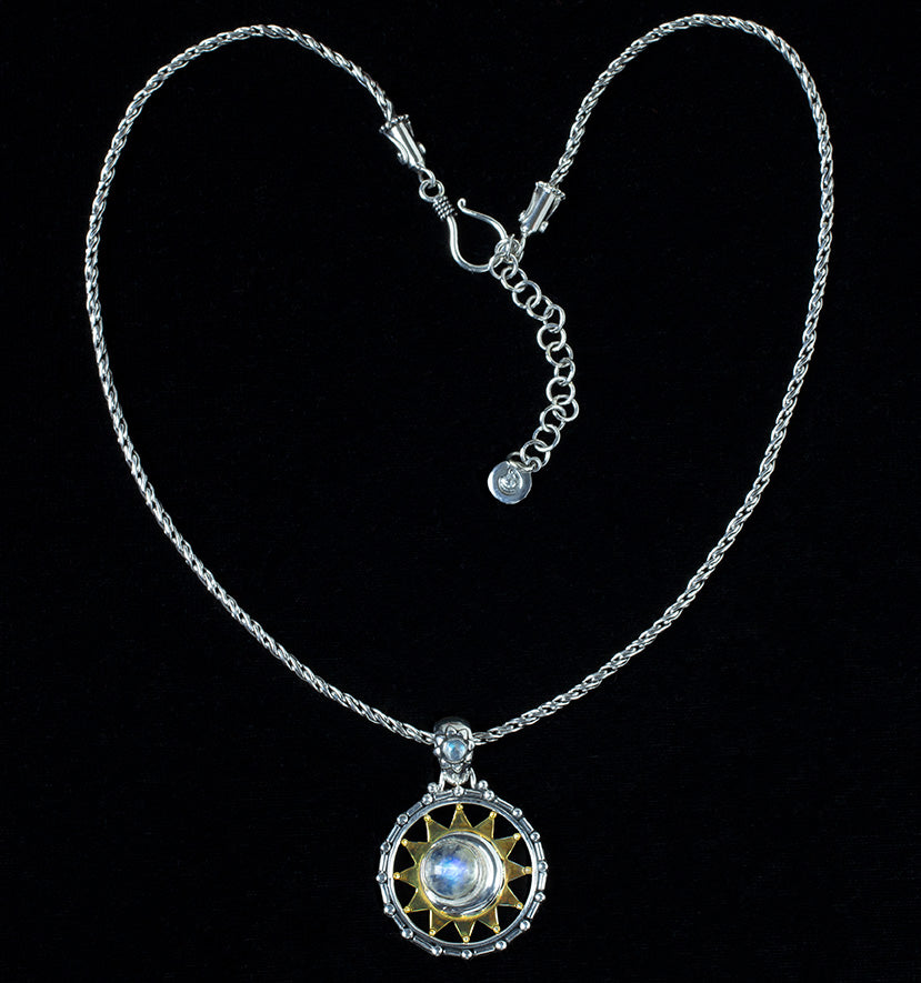 Sterling Silver & Gold Celestial Moonstone Necklace