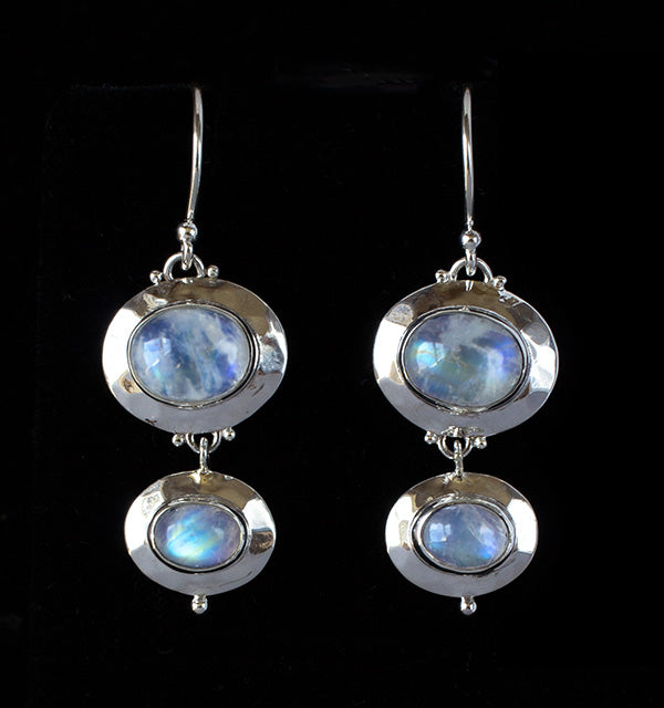 Sterling Silver Rainbow Moonstone Earrings