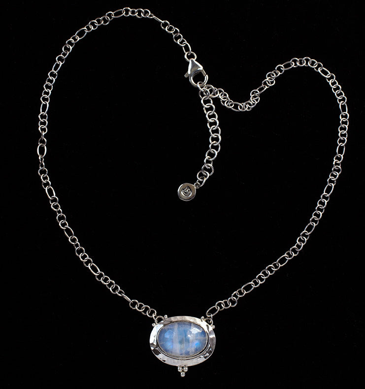 Sterling Silver Rainbow Moonstone Necklace