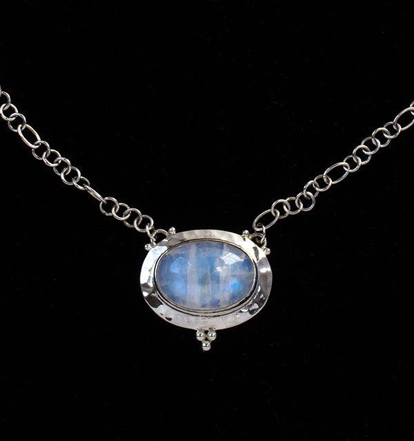 Sterling Silver Rainbow Moonstone Necklace