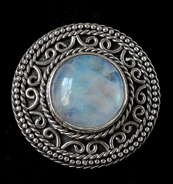 Sterling Silver Rainbow Moonstone Balinese Ring