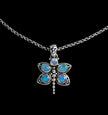 Sterling Silver Opal & Moonstone Dragonfly Necklace