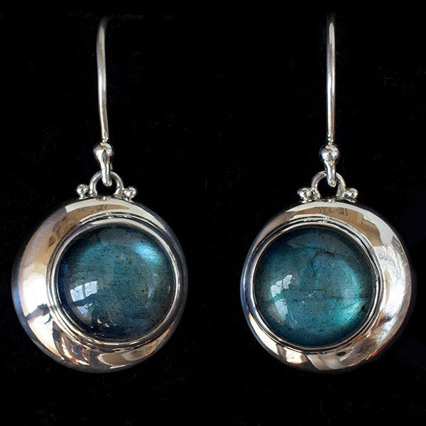 Sterling Silver Labradorite Crescent Moon Earrings