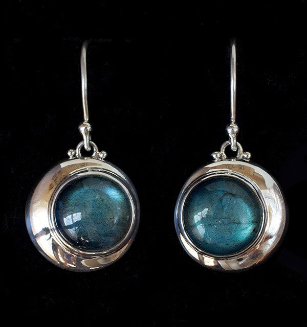 Sterling Silver Labradorite Crescent Moon Earrings