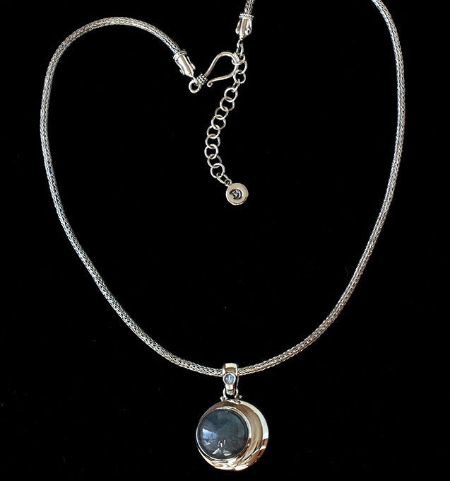 Sterling Silver Labradorite Crescent Moon Necklace