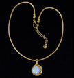 Gold Rainbow Moonstone Crescent Moon Necklace