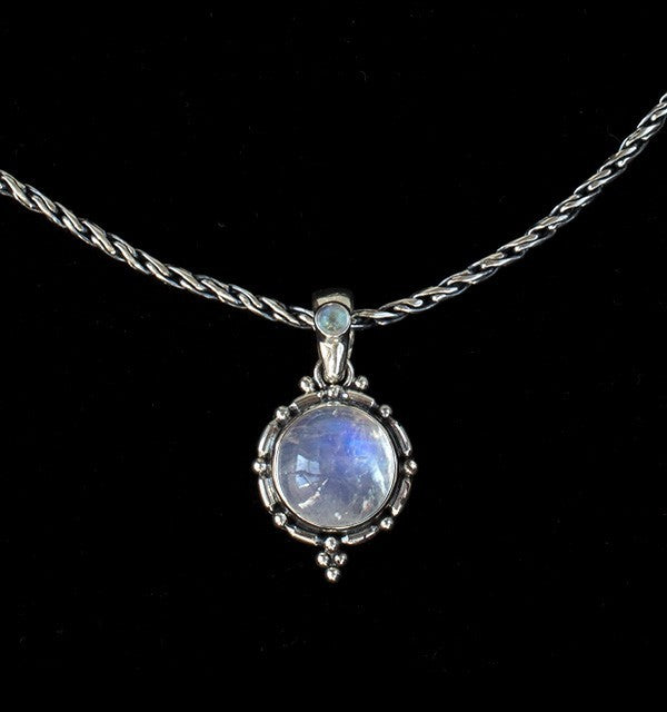 Sterling Silver Rainbow Moonstone Necklace