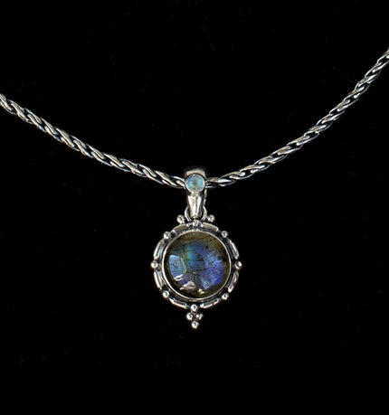 Sterling Silver Labradorite & Moonstone Balinese Necklace