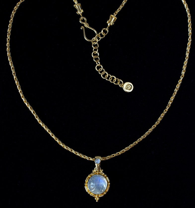Gold Rainbow Moonstone Necklace