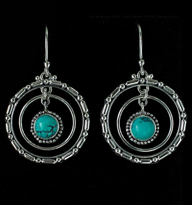 Sterling Silver Turquoise Hoop Earrings