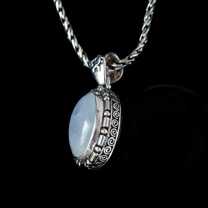 Sterling Silver Rainbow Moonstone Necklace