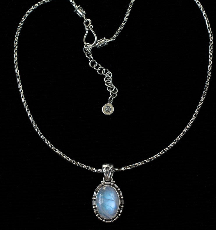 Sterling Silver Rainbow Moonstone Necklace