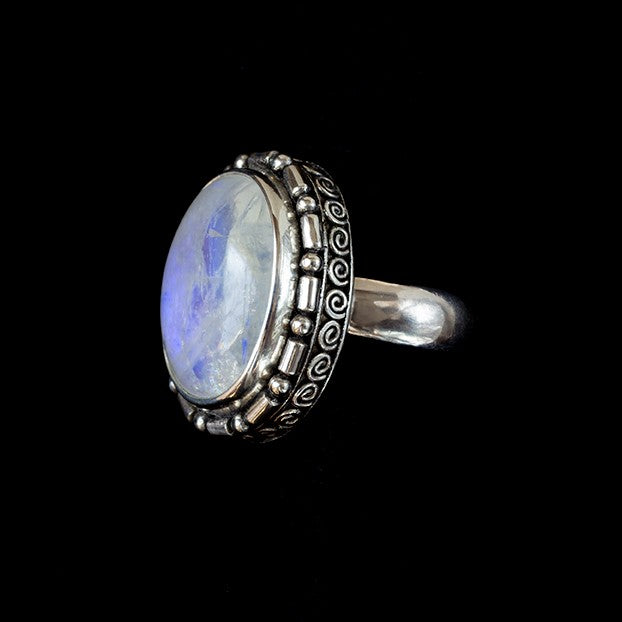 Sterling Silver Rainbow Moonstone Ring