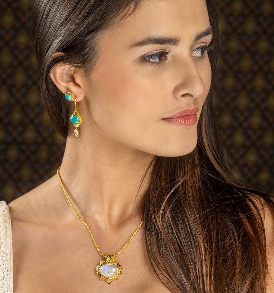 Gold Moonstone & Turquoise Jewelry