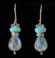 Sterling Silver Rainbow Moonstone & Turquoise Earrings