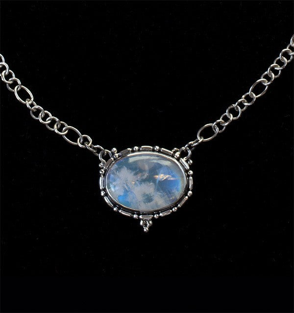 Sterling Silver Rainbow Moonstone Necklace