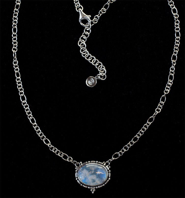 Sterling Silver Rainbow Moonstone Necklace