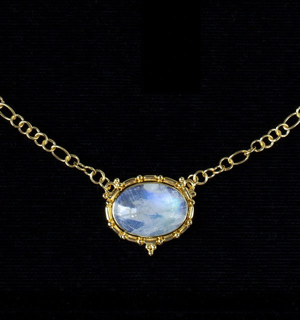 Gold Rainbow Moonstone Necklace