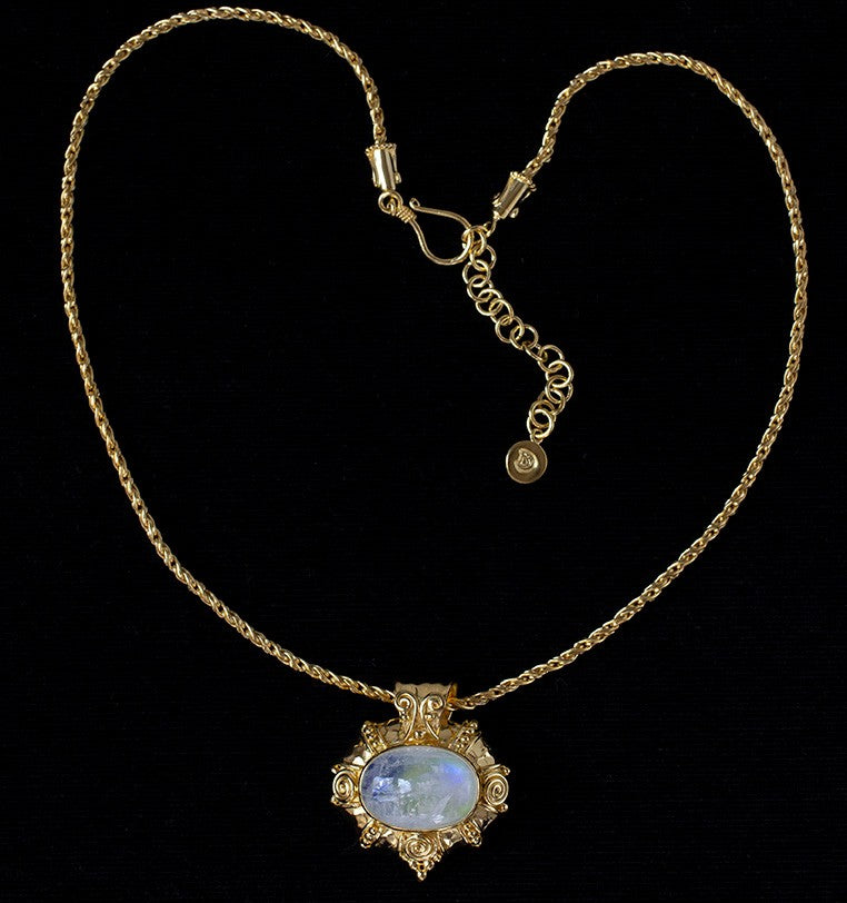 Gold Rainbow Moonstone Necklace