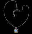 Sterling Silver & Gold Rainbow Moonstone Crescent Moon Necklace