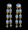 Dangling Gold Rainbow Moonstone Post Earrings