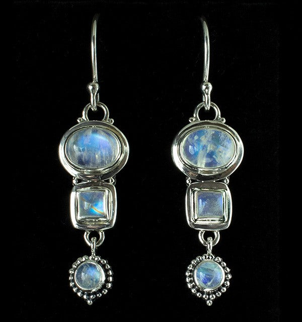 Sterling Silver Rainbow Moonstone Earrings