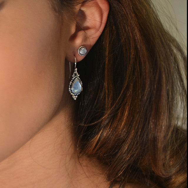 Sterling Silver Rainbow Moonstone  Earrings