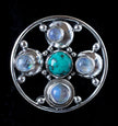 Sterling Silver Rainbow Moonstone & Turquoise Moon Phase Ring