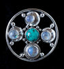 Sterling Silver Rainbow Moonstone & Turquoise Moon Phase Ring