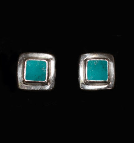 Square Sterling Silver Turquoise Studs
