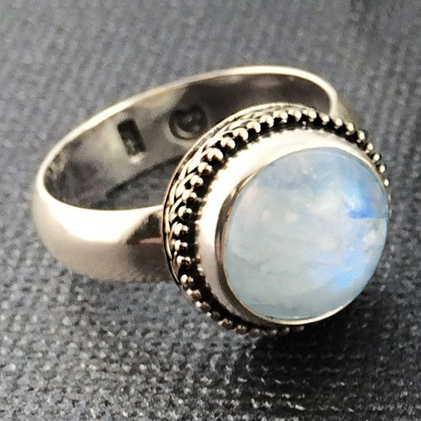 Sterling Silver Rainbow Moonstone Ring