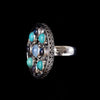 Sterling Silver Moonstone, Labradorite & Turquoise Ring