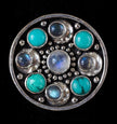 Sterling Silver Moonstone, Labradorite & Turquoise Celestial Ring