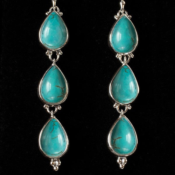 Tibetan Turquoise Dangle Earrings—RAIN