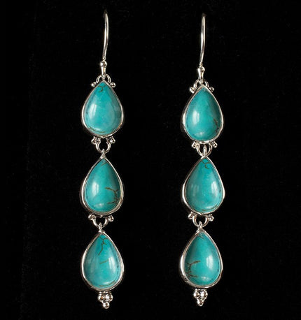 Tibetan Turquoise Dangle Earrings—RAIN