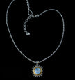 Sterling Silver & Gold Rainbow Moonstone Sun Necklace