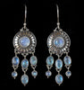 Dangling Sterling Silver Moonstone Sun Earrings