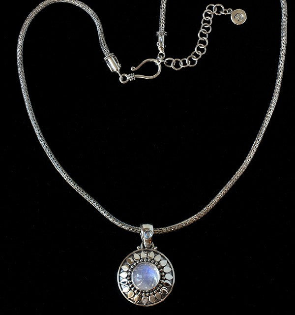 Sterling Silver Rainbow Moonstone Sun Necklace