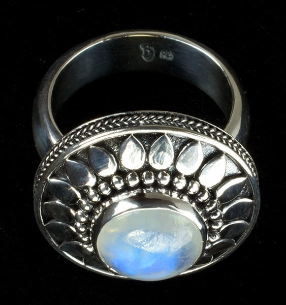 Sterling Silver Rainbow Moonstone Sun Ring