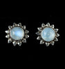 Sterling Silver Rainbow Moonstone Sun Studs