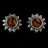 Sterling Silver Amber Sun Studs