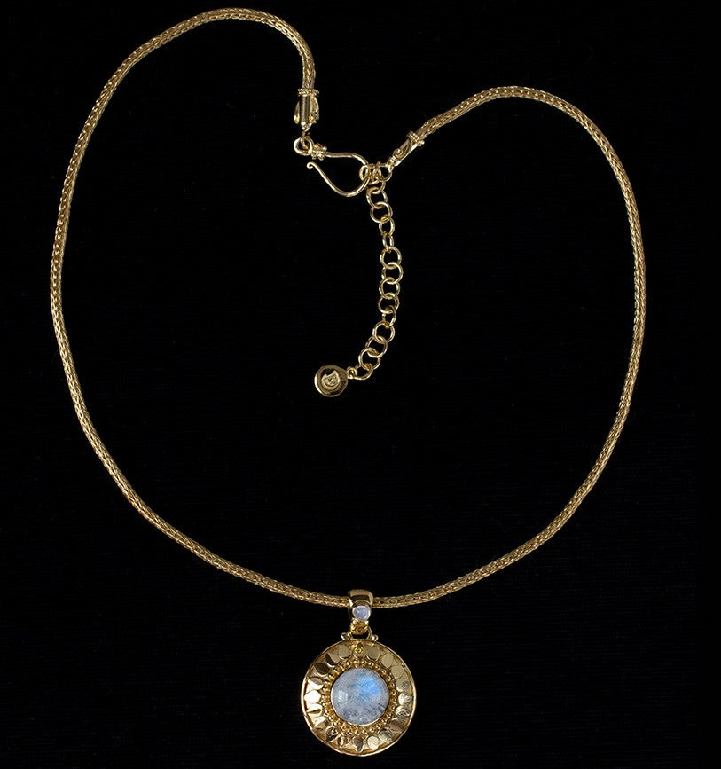 Gold Rainbow Moonstone Sun Necklace