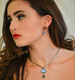Sterling Silver Rainbow Moonstone, Amber & Turquoise Balinese Jewelry